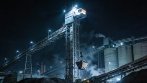 Ковшовые элеваторы нории для угля и щебня на перегрузочном узле